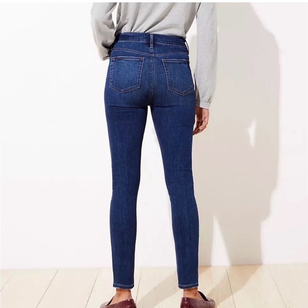 LOFT Modern High Rise Skinny Dark Blue Indigo Jeans - Picture 2 of 7